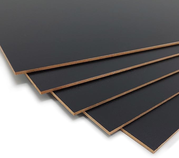 Diseños y Fabricados en Madera 5 x Black MDF Boards for Decoration, Crafts, Marquetry, 75 x 23 cm, Thickness 0.3 cm, Pack of 5
