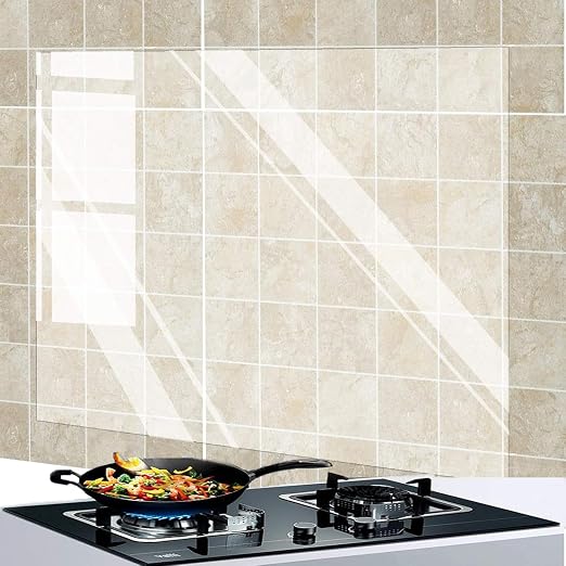 LiXiongBao 4 Pack Oil Proof Wall Sticker Wallpaper,Kitchen Backsplash Protector Transparent Self-Adhesive Sticker,Clear Waterproof Oilproof Paper for Kitchen Cupboard Household