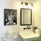 Kateflower Beagle Dog Sitting in Toilet Bathroom Decor Wall Art Funny Beagle Pictures Black and White Bathroom Wall Decor Farmhouse Dogs Painting for Toilet Bathroom Animals Artwork Framed 12"x16"