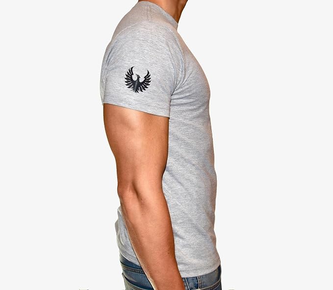 PHOENIX Grey Round Neck T-Shirt For Men