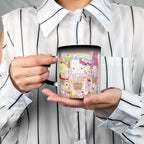 Tinwyde Anime Kitty Cat Mug Coffee Travel Mugs Novelty Heat Color Changing Mug Magic Galaxy Starry Ceramic Tea Cups Gift