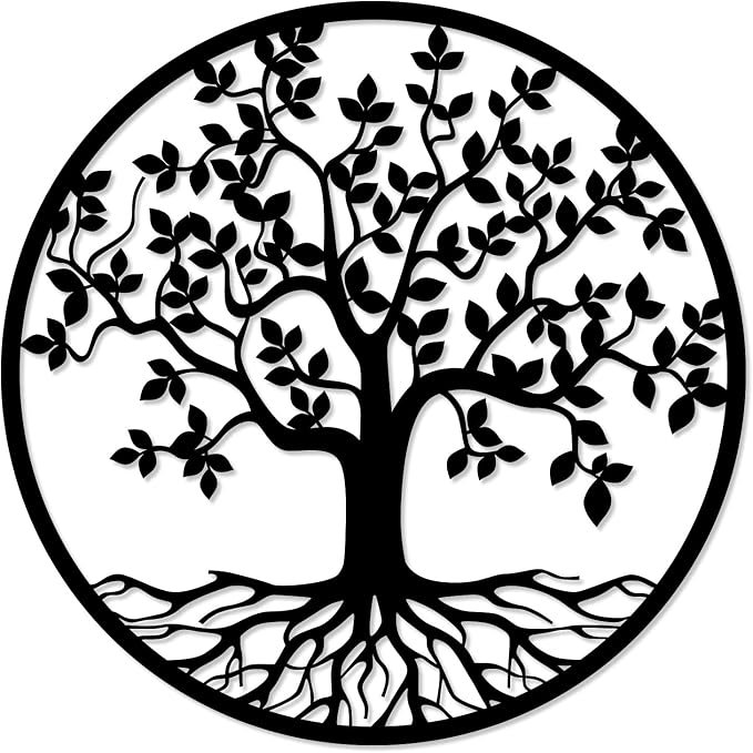 Wooden wall art panel with a Tree of Life design, measuring 80cm x 80cm
