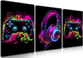 BGFCE Game Room Decor Set of 3, Neon Gaming Video Game Room Wall Art, Gaming Canvas Paintings Posters Prints for Teen Boys Room Children Teen Wall Decor Framed 12x16 in