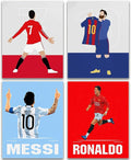 Soccer Star Wall Art Posters, Cristiano Ronaldo and Lionel Messi Posters, Motivational Football Superstar Canvas Wall Art Prints for Boys Room Gym Office Man Cave Decor, Set of 6-(8"x10" Unframed)