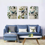 Flowers and birds 3 Pieces abstract Canvas Wall Art for living room Wall Decor for bedroom kitchen decorations Wood grain posters Canvas Prints artwork Modern framed bathroom Home decoration