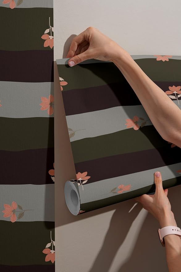 Elegant seamless floral fabric wallpaper with an abstract background, covering an area of up to 4.2m x 3m, with adhesive and smoothing tool