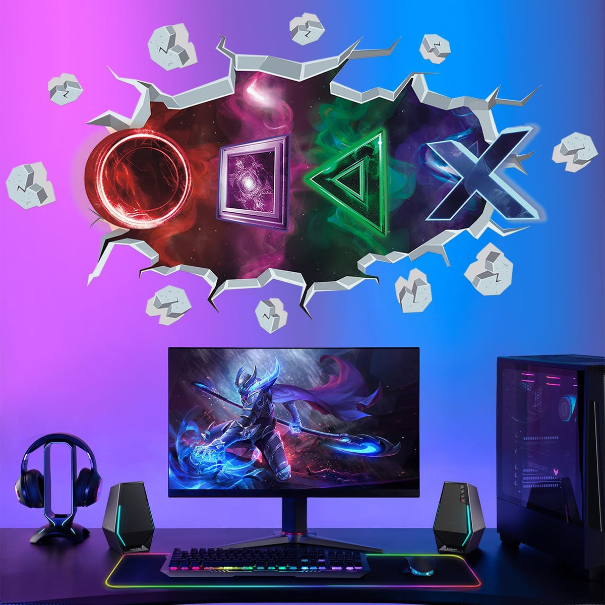 TOARTi 3D Gamer Wall Stickers Gaming Wall Sticker for Boys Bedroom Xbox Playroom Wall Stickers for Teens Video Game Wall Decals for Kids Bedroom Accessories Nursery Decoration Gift