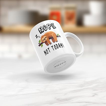 Stuff4 Nope Not Today Sloth Gifts for Women or Men - 11oz Ceramic Dishwasher Safe Premium Lazy Mug Cute Cups - Sloth Mug, Mugs for him or her for Birthdays, Valentines, Christmas, Colleagues by