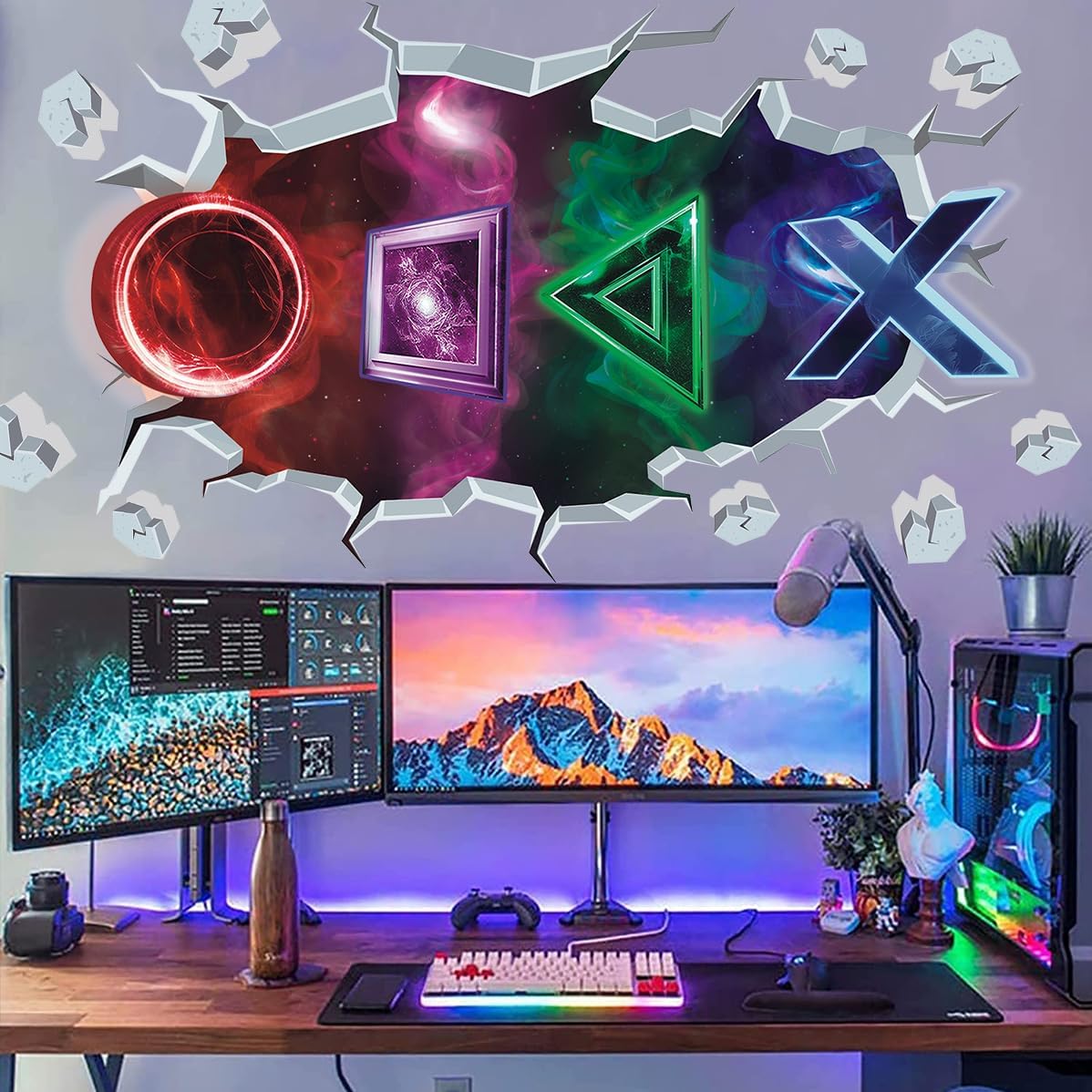 TOARTi 3D Gamer Wall Stickers Gaming Wall Sticker for Boys Bedroom Xbox Playroom Wall Stickers for Teens Video Game Wall Decals for Kids Bedroom Accessories Nursery Decoration Gift
