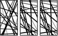 Abstract linear wooden wall art, 3 panels, 80 x 130 cm, black