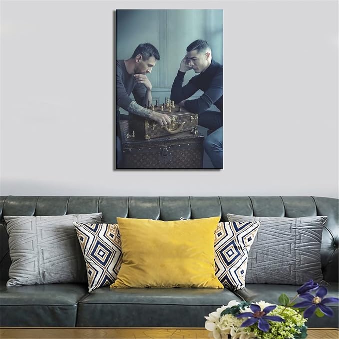 NBHYK Cristiano Ronaldo And Lionel Messi Poster frames poster board Wall Art Prints Canvas painting for room aesthetic Decor ready to hanging 16x24 poster