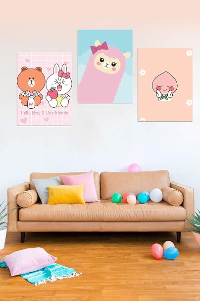 Wooden Modern Tableau for Kids (90 X 40cm)- 3 Pieces