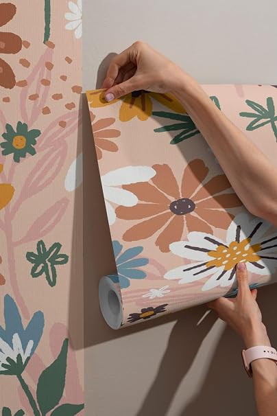 Fabric wallpaper with a French floral design, covering an area of up to 4.2 x 3 meters, with adhesive/welding and smoothing tool