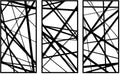 Abstract linear wooden wall art , 3 panels, 80 x 130 cm, black