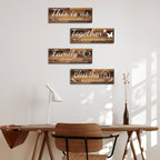 4 Pieces Home Wall Signs, THIS IS US/TOGETHER/BLESS THIS HOME/FAMILY Wall Decor For Living Room Bedroom, Rustic Wooden Farmhouse Wall Art, 4.7 x 13.8 Inch