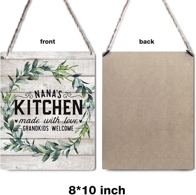 Yuzi-n Funny Nana's Kitchen Quotes Poster Wood Hanging Plaque Wall Art Retro Fun Quotes Wooden Sign Decorative for Home Decor Gifts for Women Men Friends