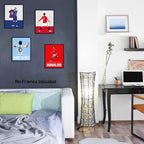Soccer Star Wall Art Posters, Cristiano Ronaldo and Lionel Messi Posters, Motivational Football Superstar Canvas Wall Art Prints for Boys Room Gym Office Man Cave Decor, Set of 6-(8"x10" Unframed)
