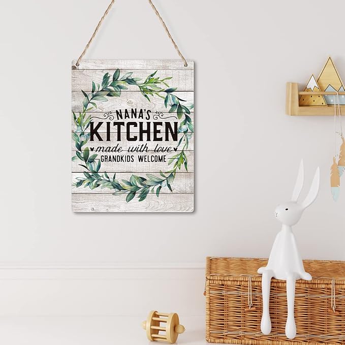 Yuzi-n Funny Nana's Kitchen Quotes Poster Wood Hanging Plaque Wall Art Retro Fun Quotes Wooden Sign Decorative for Home Decor Gifts for Women Men Friends