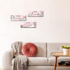 Yookeer 3 Pcs Floral Wooden Wall Hanging Wall Art Positive Quotes You Are Beautiful Inspirational Wall Decors for Valentine Kids Girls Teacher Women Assistant Secretaries (Pink, 4 x 11 Inch)