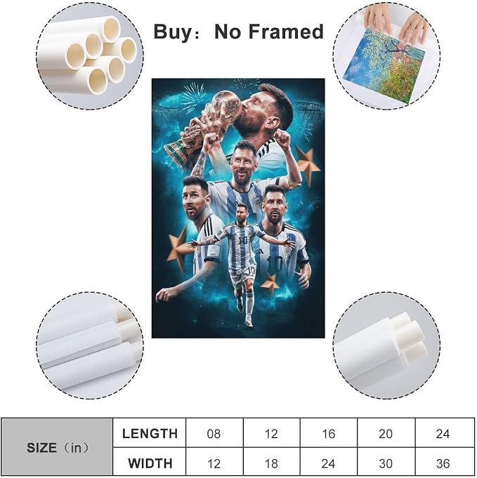 BNMKL Lionel Messi Poster Soccer Superstar Poster for Room Aesthetic Decorative Painting Canvas Wall Art Dorm Office Decor Gift 12x18inch(30x45cm)