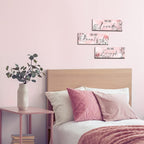 Yookeer 3 Pcs Floral Wooden Wall Hanging Wall Art Positive Quotes You Are Beautiful Inspirational Wall Decors for Valentine Kids Girls Teacher Women Assistant Secretaries (Pink, 4 x 11 Inch)