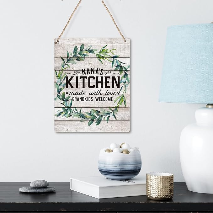 Yuzi-n Funny Nana's Kitchen Quotes Poster Wood Hanging Plaque Wall Art Retro Fun Quotes Wooden Sign Decorative for Home Decor Gifts for Women Men Friends
