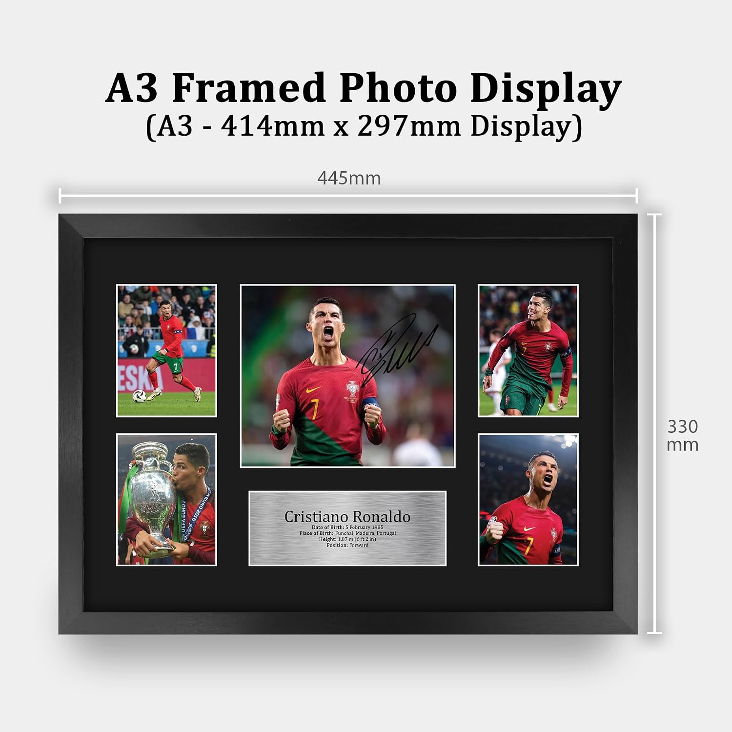 HWC Trading Cristiano Ronaldo Portugal Printed Memorabilia Signed Autograph Photograph Display for Football Fans and Supporters - A3 Framed