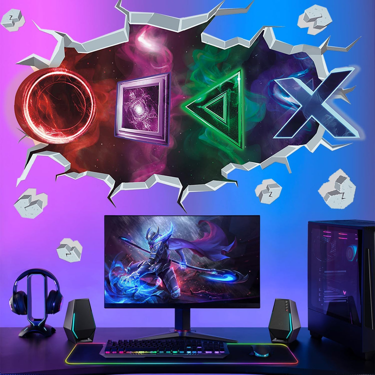 TOARTi 3D Gamer Wall Stickers Gaming Wall Sticker for Boys Bedroom Xbox Playroom Wall Stickers for Teens Video Game Wall Decals for Kids Bedroom Accessories Nursery Decoration Gift