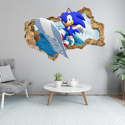 Cpszship Sonic Wall Decals Children's Cartoon Wall Stickers for Palyroom Nursery Kids Room Living Room Bedroom Self-Adhesive Vinyl Wall Decoration Gift Supplies (15.7 X 23.6 in?