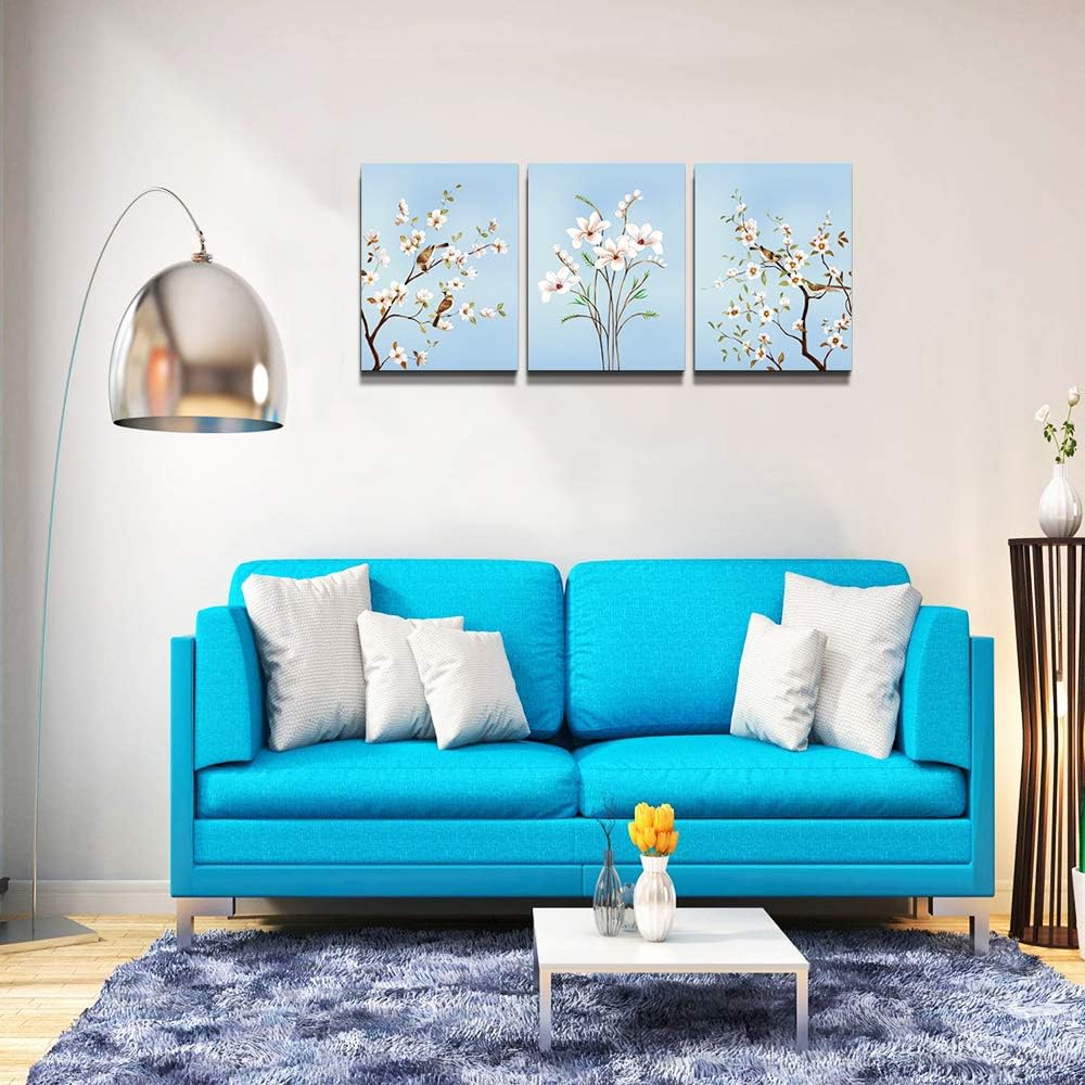 The simple life Canvas Wall Art for Living Room Bedroom Decoration Wall Painting,Watercolor trees and birds Bathroom Wall Decor Home Decoration Kitchen flowers Posters Artwork?16x12 inch/ 3 Piece Set