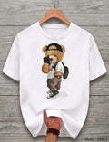 ward T-SHIRT BRAND FAST PRINT - Urban Selfie Bear White Graphic Tee