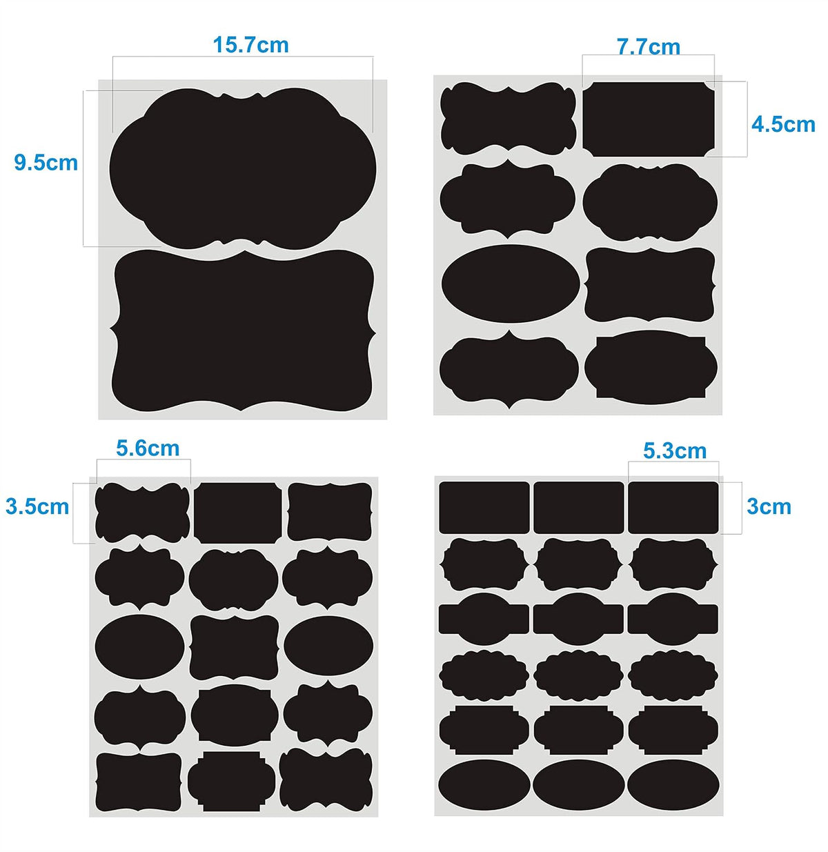 8 Xtra Large & 200 Large Chalkboard Labels - Silver Gold & White Chalk Pens - Chalk Board Mason Jar Labels - Removable Waterproof Blackboard Sticker Label for Jars Glass Bottle Kitchen Spice Jar