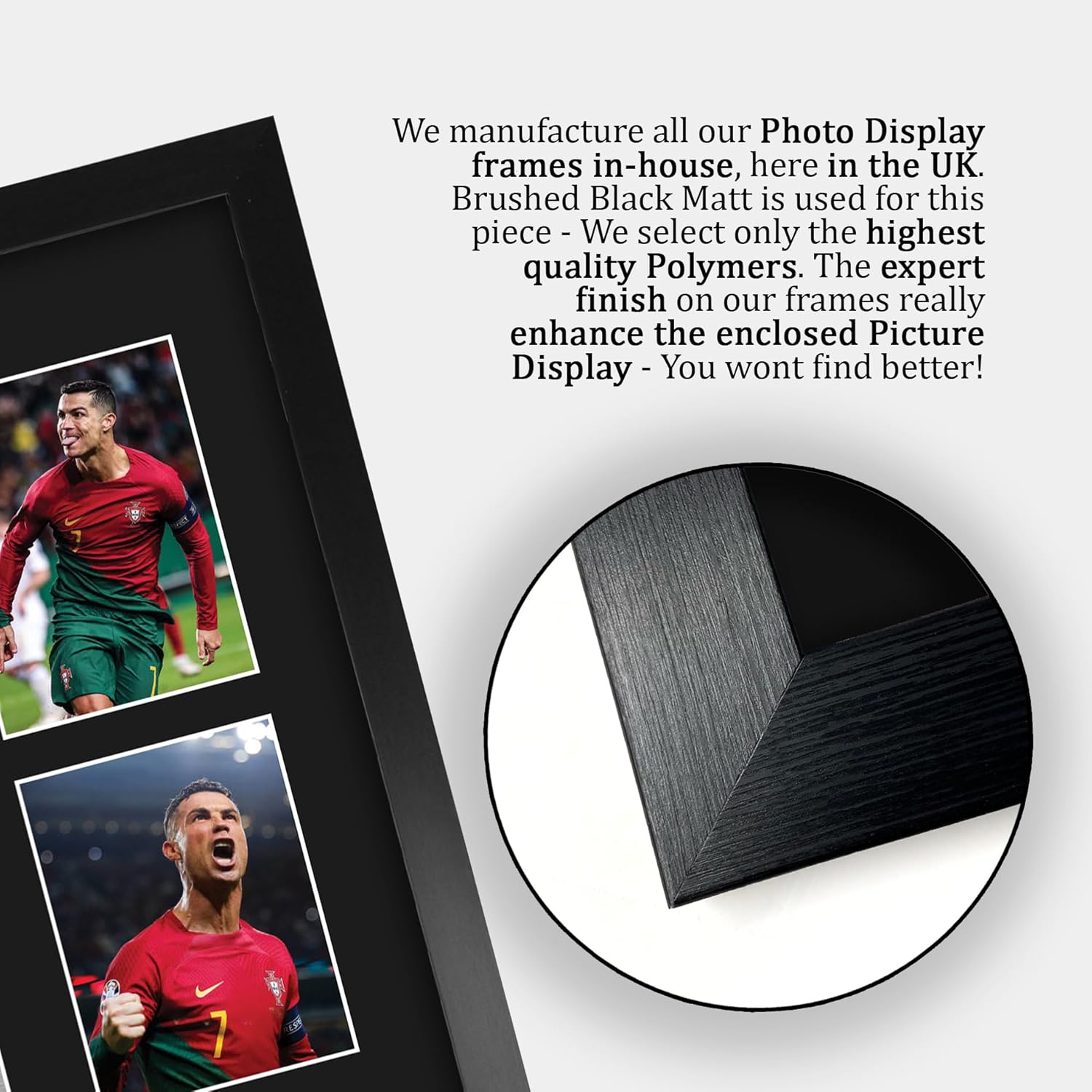 HWC Trading Cristiano Ronaldo Portugal Printed Memorabilia Signed Autograph Photograph Display for Football Fans and Supporters - A3 Framed