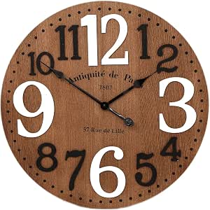 Other Wood Analog Wall Clock - White Dial, Wood Tone, AA Battery, Alarm, Wall Mount, Kitchen