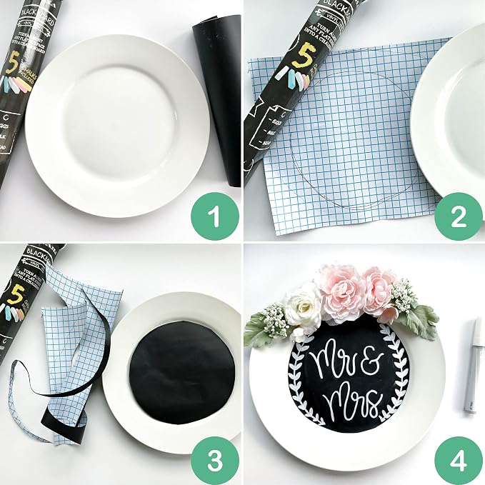 Kassa X-Large Chalkboard Wallpaper - Clear | 1.4ft x 6.5ft Adhesive Paper Roll | Includes 3 Markers & Eraser Cloth | Peel & Stick on a Wall, Table & Desk | Ideal for Use at Home, School, Office & More