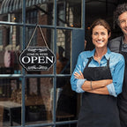 Rustic Wooden Store Open and Closed Business Sign Two Sided Reversible Come In We're Open or Closed Store Hanging Sign for Coffee Bar Shop Door Window, 11.8 x 7.8 Inch (White Boards, Black Words)