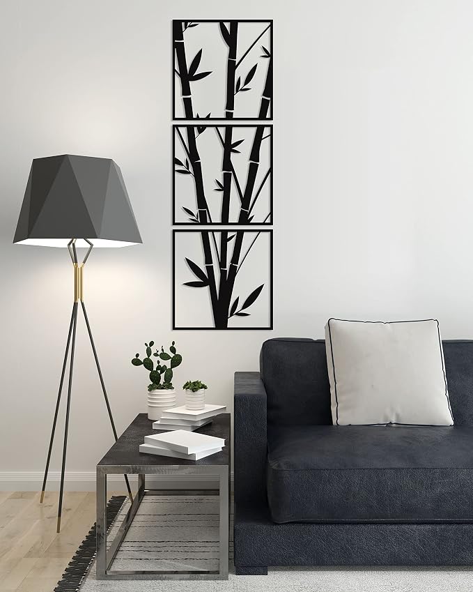 3-panel bamboo art wall panel, 40cm x 1.25m