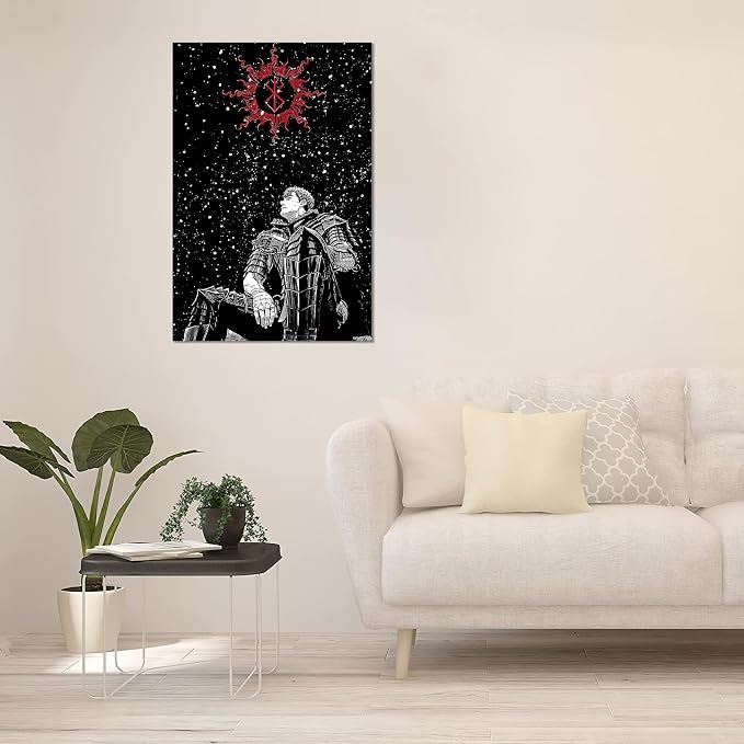 Thunwid Anime Berserk Poster Guts Starry Sky Cool Artwork Canvas Poster Wall Art Decor Print Picture for Living Room Decoration 12" x 18" Unframed