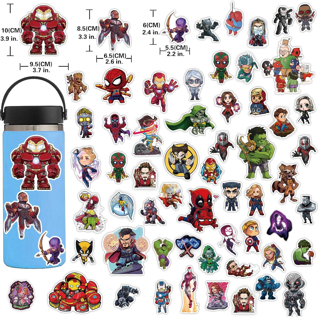 Cute Superhero Stickers for Water Bottle, 130pcs Waterproof Stickers for Kids Teens Adults, Comic Legends Vinyl Stickers Pack for Skateboard Laptop Luggage Party Supplies Decals