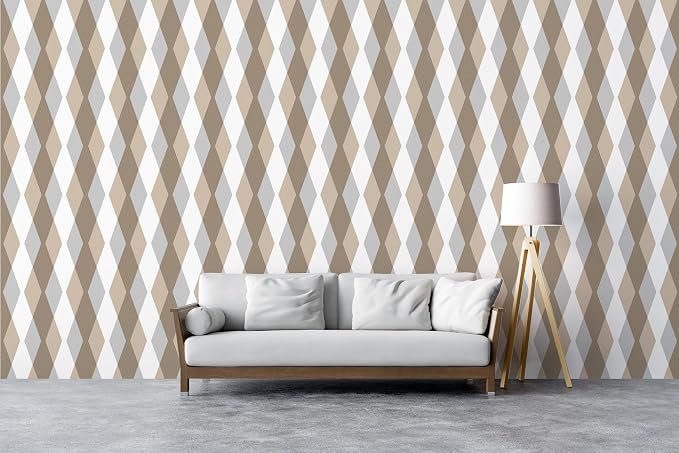 seamless aesthetic print beige fabric wallpaper, covering up to 4.2m x 3m, with adhesive and smoothing tool.
