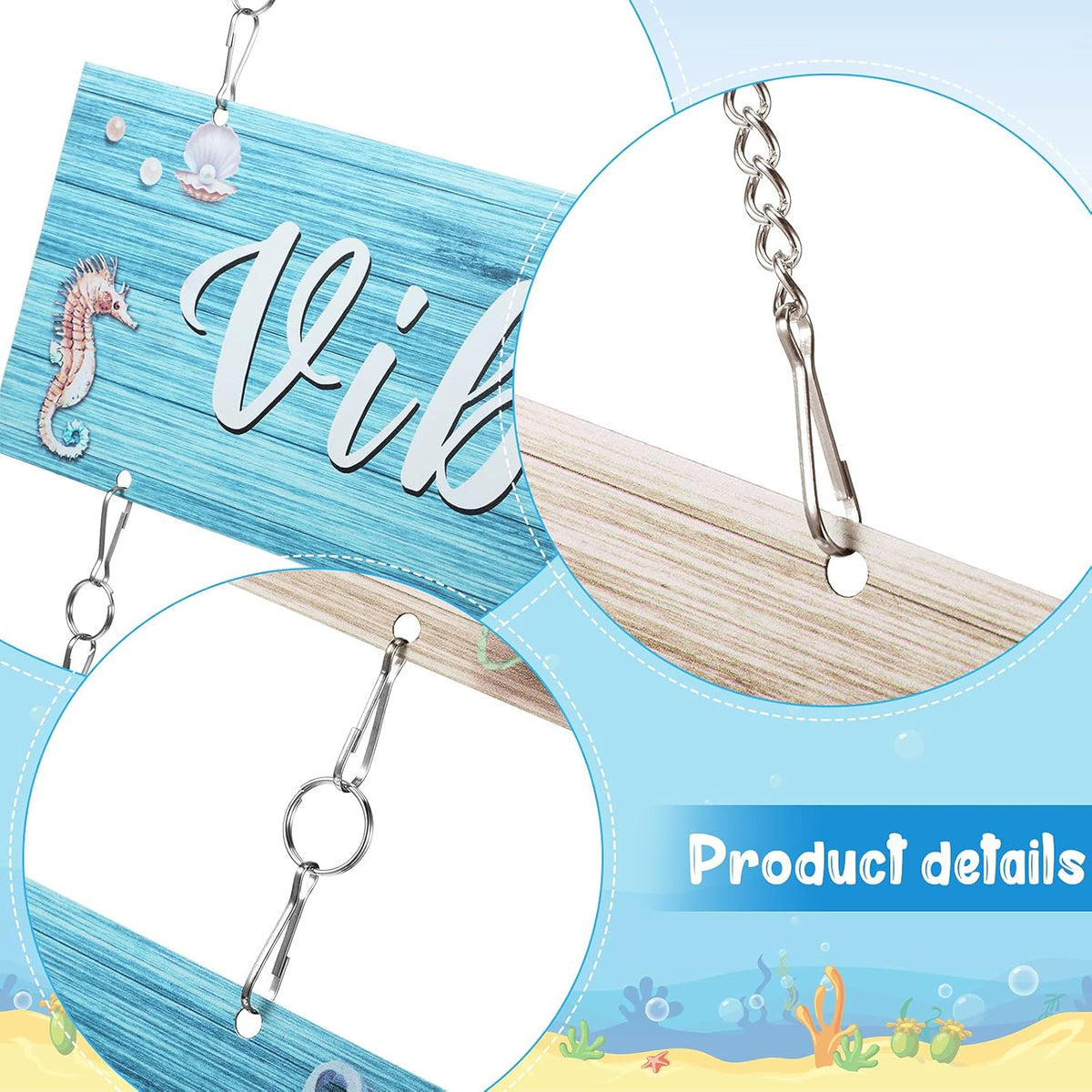 Generic Metal Summer Beach Decor Beach Plaque Wall Signs - 10 x 3.9 Inches - Blue Modern Animal Love Theme - Wall Mount