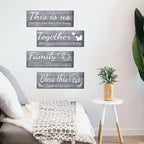 4 Pieces Home Wall Signs, THIS IS US/TOGETHER/BLESS THIS HOME/FAMILY Wall Decor For Living Room Bedroom, Rustic Wooden Farmhouse Wall Art, 4.7 x 13.8 Inch