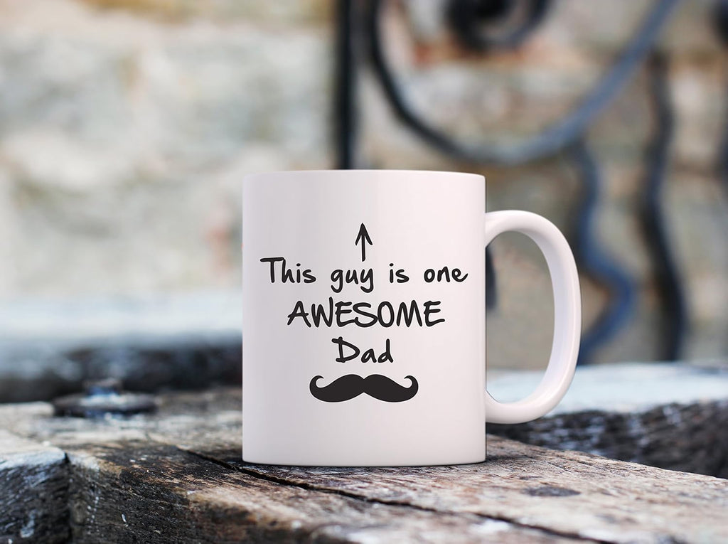Best Dad Gifts - Funny Coffee Mug - One Awesome Dad - Father's Day Gifts for Dad, Men - Unique Gift Ideas for Him from Daughter, Son, Wife - Cool Birthday Present for Husband - Fun Novelty Cup (White)