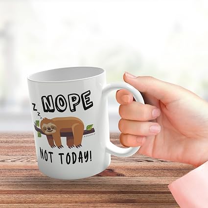 Stuff4 Nope Not Today Sloth Gifts for Women or Men - 11oz Ceramic Dishwasher Safe Premium Lazy Mug Cute Cups - Sloth Mug, Mugs for him or her for Birthdays, Valentines, Christmas, Colleagues by