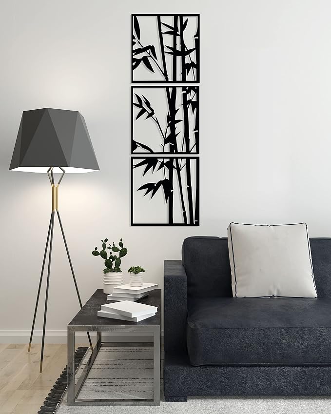 Decorative Bamboo Wooden Wall Art Panel, 3 Panels, 40 x 125 cm