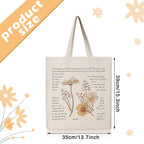 Saintrygo 4 Pieces Canvas Tote Bag Flowers Shopping Bag Beautiful Tote Bag Aesthetic Reusable Grocery Shopping Bag Makeup Bags for Girls Women, clear