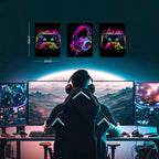 BGFCE Game Room Decor Set of 3, Neon Gaming Video Game Room Wall Art, Gaming Canvas Paintings Posters Prints for Teen Boys Room Children Teen Wall Decor Framed 12x16 in