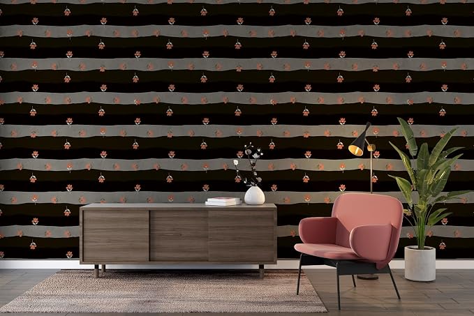 Elegant seamless floral fabric wallpaper with an abstract background, covering an area of up to 4.2m x 3m, with adhesive and smoothing tool