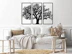 Wooden wall art panel with a winter tree pattern, 80 x 130 cm, black