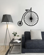Wooden wall art panel featuring a classic bicycle design, measuring 80cm x 80cm